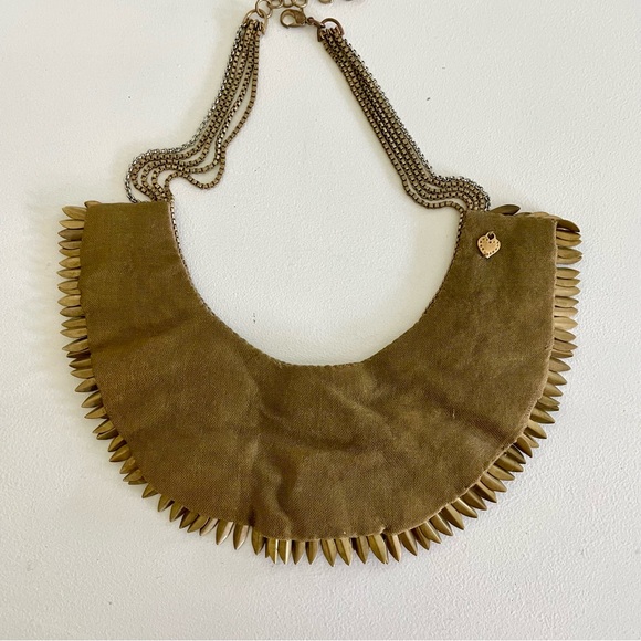 Stella & Dot Pegasus Necklace Bib Gold Feathers Statement ASO TV Kardashian Boho - Picture 11 of 13